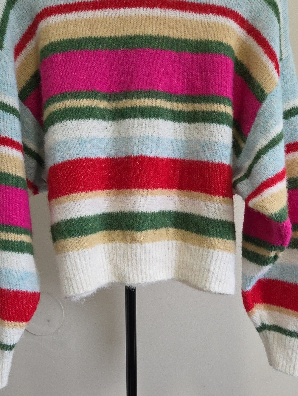 GAP Multicolor Striped Crewneck Sweater Pink Green Cozy Preppy Knit - Picture 6 of 12